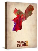 Philadelphia Watercolor Map-NaxArt-Stretched Canvas