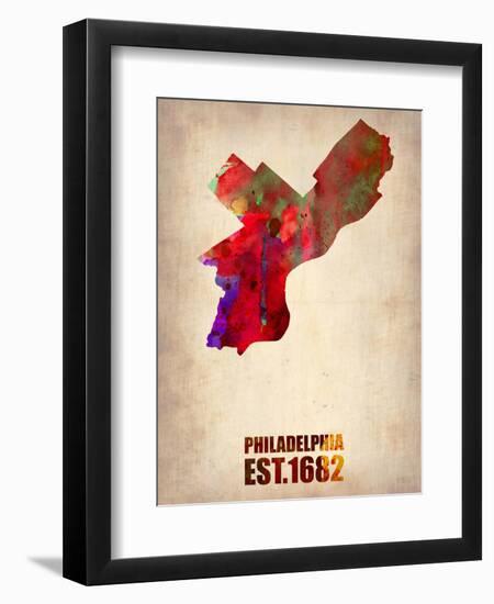 Philadelphia Watercolor Map-NaxArt-Framed Art Print