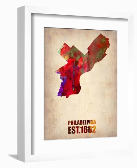 Philadelphia Watercolor Map-NaxArt-Framed Art Print