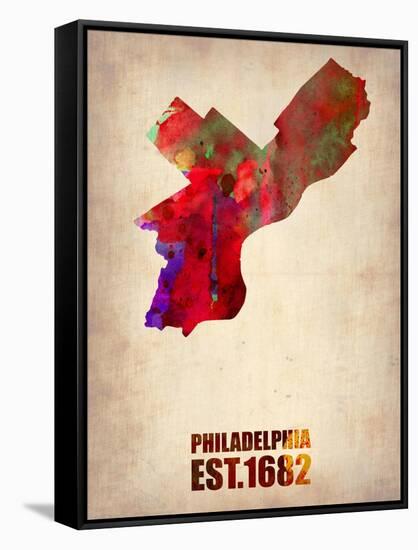 Philadelphia Watercolor Map-NaxArt-Framed Stretched Canvas