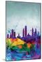 Philadelphia Watercolor Skyline-NaxArt-Mounted Poster