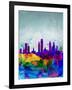 Philadelphia Watercolor Skyline-NaxArt-Framed Art Print