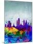 Philadelphia Watercolor Skyline-NaxArt-Mounted Art Print