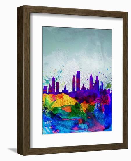 Philadelphia Watercolor Skyline-NaxArt-Framed Art Print