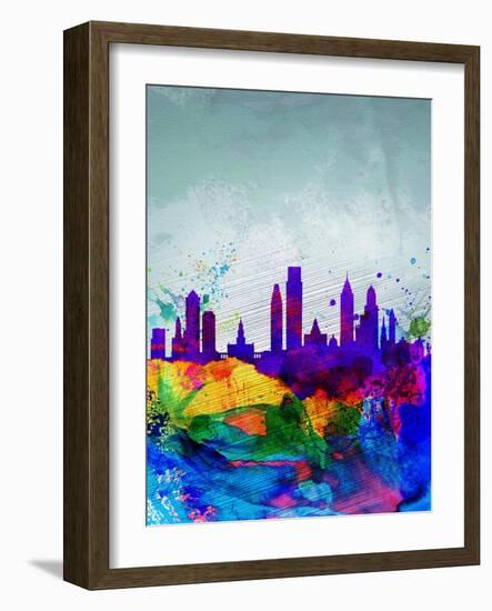 Philadelphia Watercolor Skyline-NaxArt-Framed Art Print