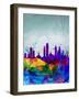 Philadelphia Watercolor Skyline-NaxArt-Framed Art Print