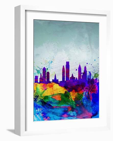 Philadelphia Watercolor Skyline-NaxArt-Framed Art Print