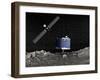 Philae Lander on Surface of a Comet with Rosetta Probe Above-null-Framed Art Print