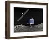 Philae Lander on Surface of a Comet with Rosetta Probe Above-null-Framed Art Print