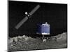 Philae Lander on Surface of a Comet with Rosetta Probe Above-null-Mounted Art Print