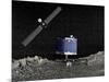Philae Lander on Surface of a Comet with Rosetta Probe Above-null-Mounted Art Print