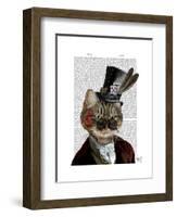 Phileas Feline Steampunk Cat and Top Hat-Fab Funky-Framed Art Print