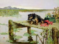 Left in Charge - a Black Pomerain on the Steps of a Bathing Machine-Philip Eustace Stretton-Giclee Print