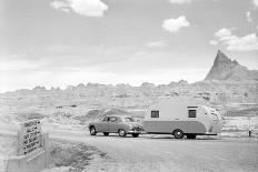 Automobile & Trailer on Badlands Highway-Philip Gendreau-Photographic Print