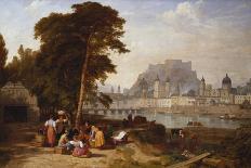 A View of Salzburg with Washerwomen in the Foreground-Philip Hutchings Rogers-Framed Stretched Canvas