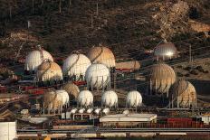 Fuel and Gas Storage Tanks at an Oil Refinery-Philip Lange-Framed Stretched Canvas