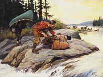 Couple Fishing Near a Waterfall-Philip Russell Goodwin-Stretched Canvas