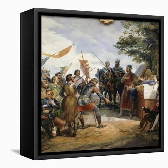 Philippe-Auguste à la bataille de Bouvines, le 27 juillet 1214-Horace Vernet-Framed Stretched Canvas