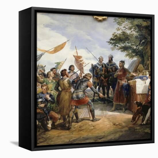 Philippe-Auguste à la bataille de Bouvines, le 27 juillet 1214-Horace Vernet-Framed Stretched Canvas