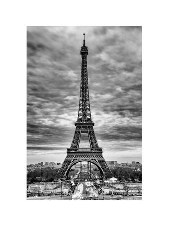 Eiffel Tower, Paris, France - White Frame and Full Format - Black and White Photography