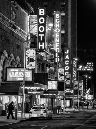 The Booth Theatre at Broadway - Urban Street Scene by Night with a NYPD Police Car - Manhattan