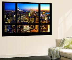 Affordable Wall Murals Posters For At Allposters Wall Mural Window View Manhattan Skyline At Night New York City By Philippe