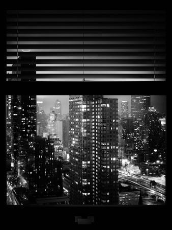 Window View with Venetian Blinds: Landscape by Misty Night - the New Yorker Hotel