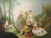 A Young Boy on a Hobbyhorse, with Other Children Playing in a Garden-Philippe Mercier-Giclee Print