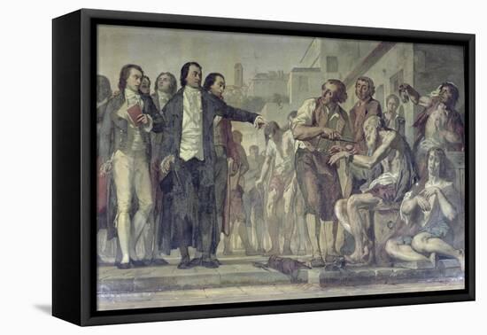 Philippe Pinel Releasing Lunatics from Their Chains at the Bicetre Asylum in Paris in 1793-Charles Louis Lucien Muller-Framed Stretched Canvas