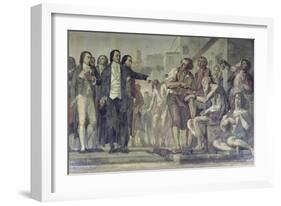 Philippe Pinel Releasing Lunatics from Their Chains at the Bicetre Asylum in Paris in 1793-Charles Louis Lucien Muller-Framed Giclee Print