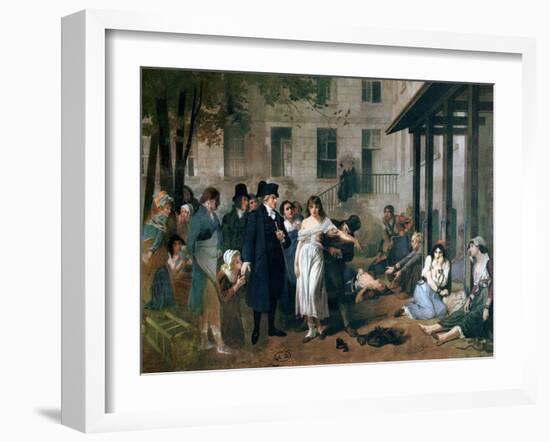 Philippe Pinel Releasing Lunatics from Their Chains at the Salpetriere Asylum in Paris in 1795-Tony Robert-fleury-Framed Giclee Print