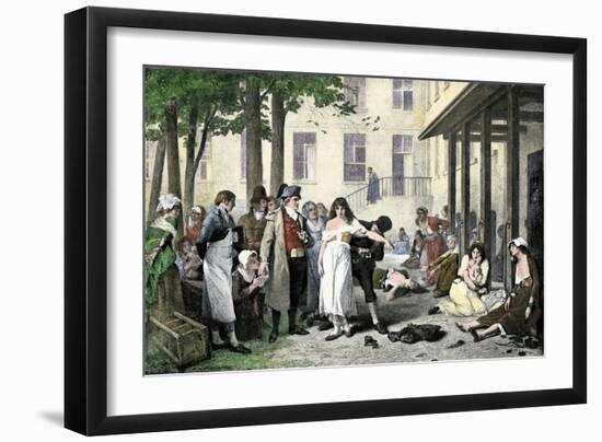 Philippe Pinel Releasing Mental Patients at La Salpetriere from their Bonds, 1796-null-Framed Giclee Print