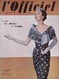 L'Officiel, October 1950 - Robe du Soir de Balenciaga, Velours de Ducharne, Laize Guipure de Maxime-Philippe Pottier-Art Print
