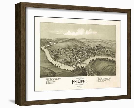 Philippi, West Virginia - Panoramic Map-Lantern Press-Framed Art Print