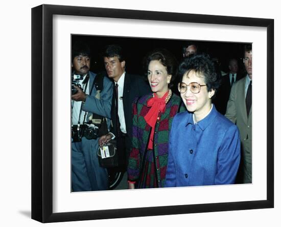 Philippine President Corazon C. Aquino, Arriving at Andrews Air Force Base, 1986-null-Framed Photo