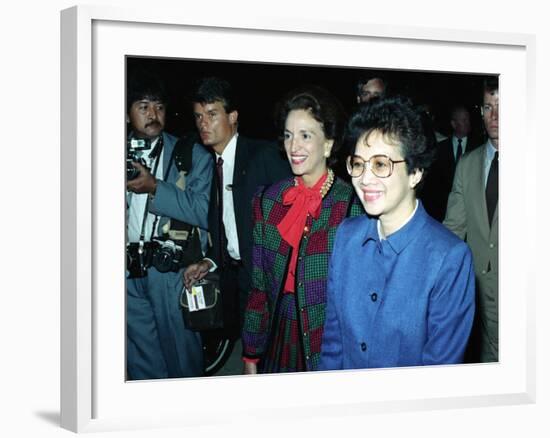 Philippine President Corazon C. Aquino, Arriving at Andrews Air Force Base, 1986-null-Framed Photo