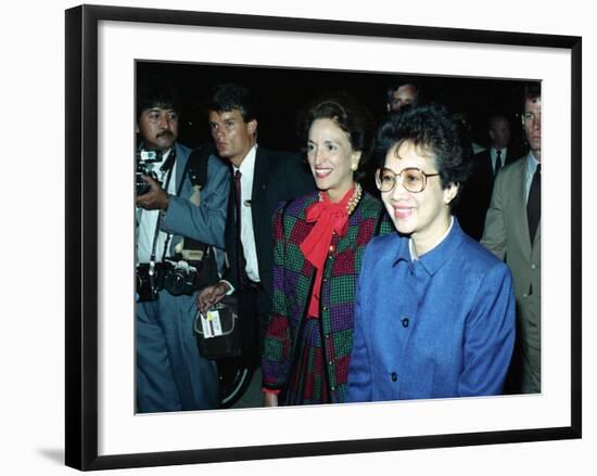 Philippine President Corazon C. Aquino, Arriving at Andrews Air Force Base, 1986-null-Framed Photo