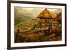 Philippine Village with Natives and Grass Guts on Stilts-F.W. Kuhnert-Framed Art Print