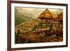 Philippine Village with Natives and Grass Guts on Stilts-F.W. Kuhnert-Framed Art Print