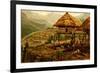 Philippine Village with Natives and Grass Guts on Stilts-F.W. Kuhnert-Framed Art Print