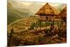 Philippine Village with Natives and Grass Guts on Stilts-F.W. Kuhnert-Mounted Art Print