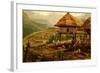 Philippine Village with Natives and Grass Guts on Stilts-F.W. Kuhnert-Framed Art Print