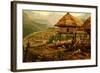 Philippine Village with Natives and Grass Guts on Stilts-F.W. Kuhnert-Framed Art Print