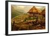 Philippine Village with Natives and Grass Guts on Stilts-F.W. Kuhnert-Framed Art Print