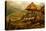 Philippine Village with Natives and Grass Guts on Stilts-F.W. Kuhnert-Stretched Canvas