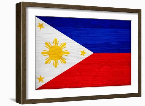 Philippines Flag Design with Wood Patterning - Flags of the World Series-Philippe Hugonnard-Framed Art Print