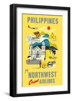 Philippines - Fly Northwest Orient Airlines-Pacifica Island Art-Framed Art Print