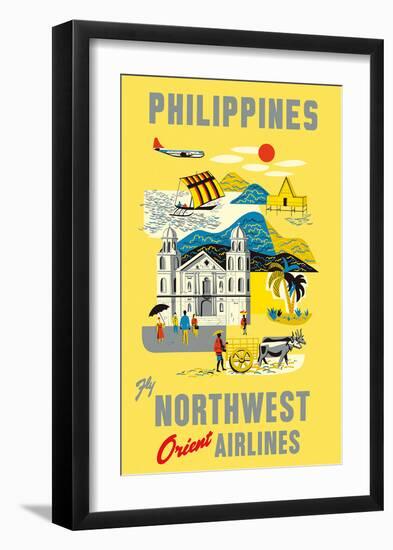 Philippines - Fly Northwest Orient Airlines-Pacifica Island Art-Framed Art Print