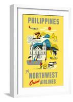 Philippines - Fly Northwest Orient Airlines-Pacifica Island Art-Framed Art Print