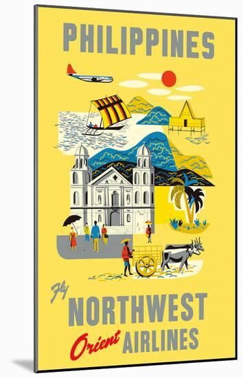 Philippines - Fly Northwest Orient Airlines-Pacifica Island Art-Mounted Art Print